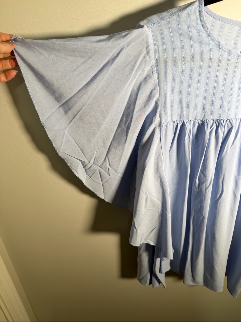 Chic Soul Light Blue Ruffle Sleeve Women's Top - Picture 6 of 9